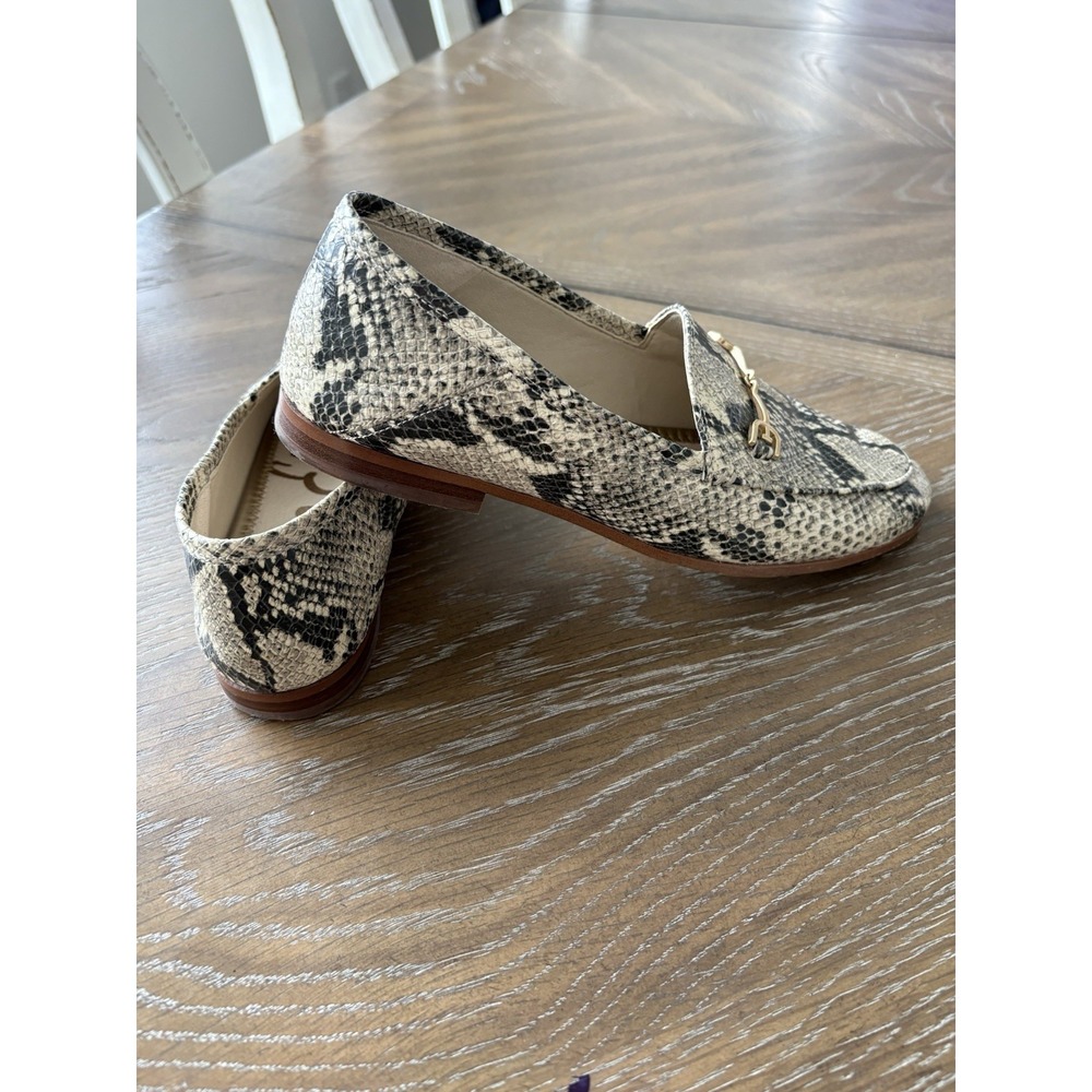 Sam Edelman Loraine Bit Loafer Snakeskin Embossed Leather‎ Flats Black White 7M - Picture 8 of 9